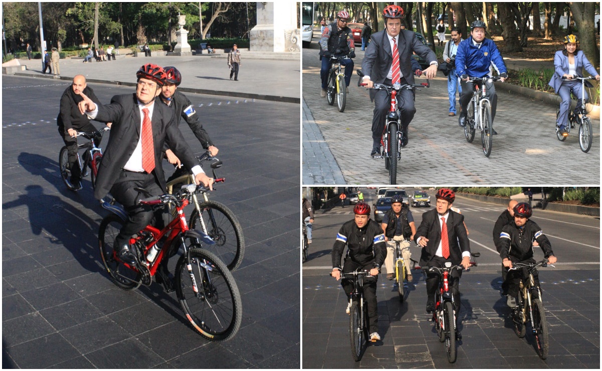 Marcelo Ebrard rifa su bici roja en redes sociales por el aniversario del paseo ciclista de CDMX