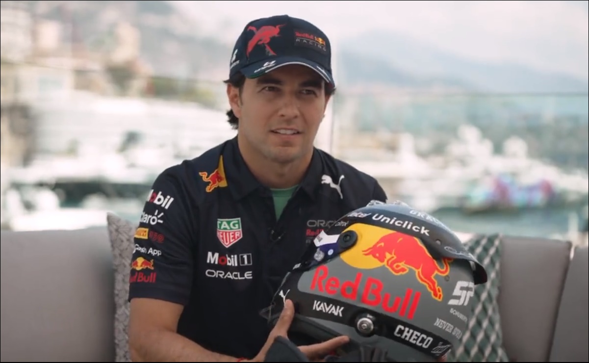 Checo Pérez lanza casco en homenaje a Pedro Rodríguez para el GP de Mónaco