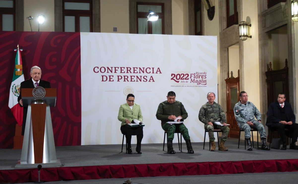 El presidente L&oacute;pez Obrador en la ma&ntilde;anera de este jueves en Palacio Nacional 