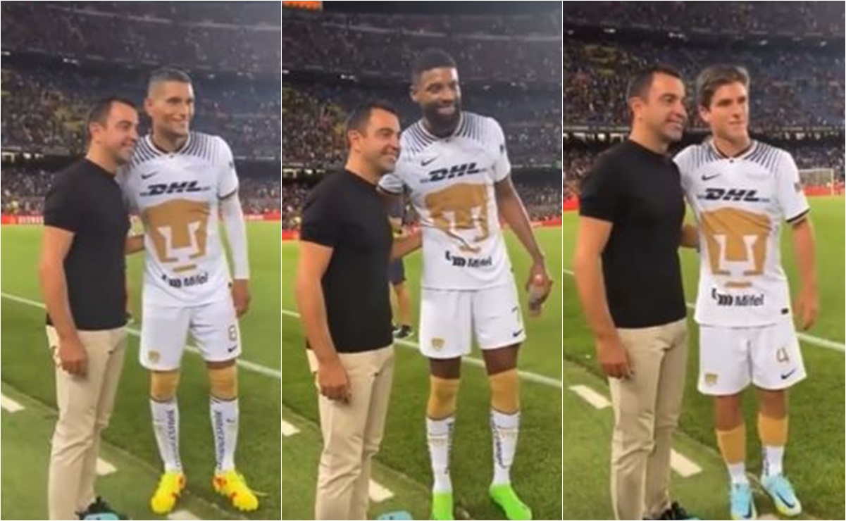 Jugadores de Pumas hicieron fila para tomarse foto con Xavi; los critican en redes