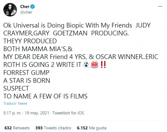 cher 75 aniversario - Cher tendrá película biográfica al estilo "Bohemian Rhapsody"
