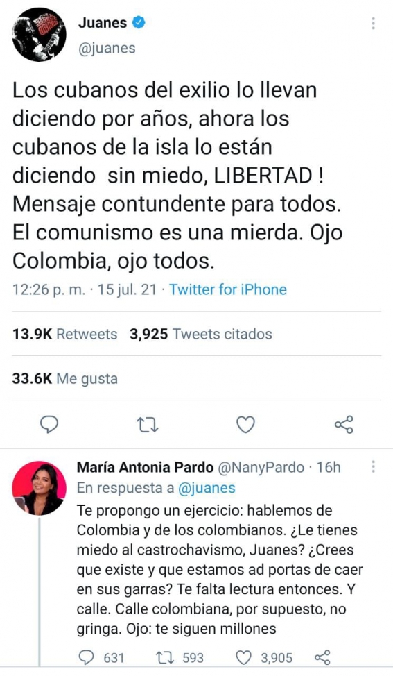 juanes colombia cuba - Juanes manda mensaje a colombianos y separa opiniones