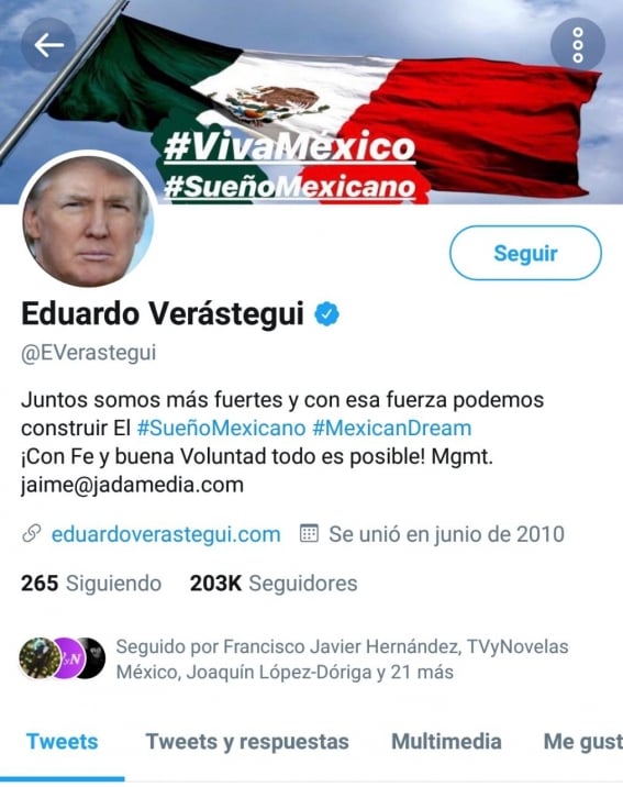 verastegui trump  - Eduardo Verástegui se solidariza con Trump y pone la foto del presidente