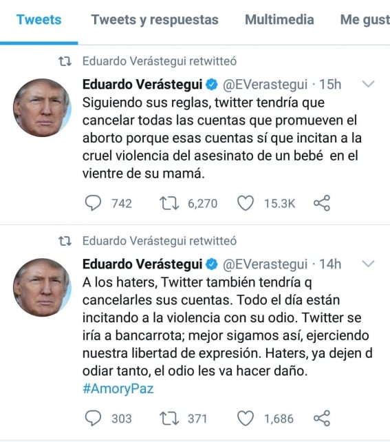 verastegui trump 2 - Eduardo Verástegui se solidariza con Trump y pone la foto del presidente