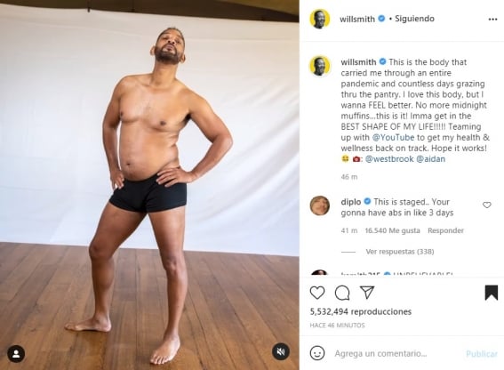 will smith cuerpo - "Amo este cuerpo, pero quiero sentirme mejor", dice Will Smith al mostrar sus kilos de más