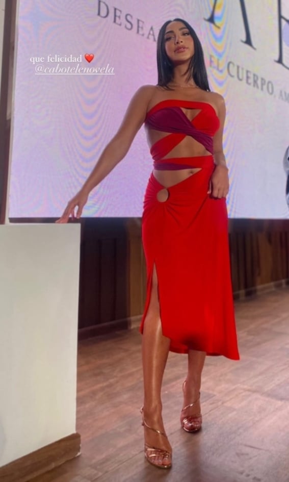 María Chacón luce sexy vestido rojo sin ropa interior